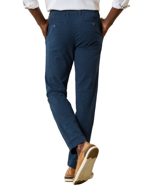 Tommy Bahama Blue Nova Weave Flat Front Performance Seersucker Pants for men