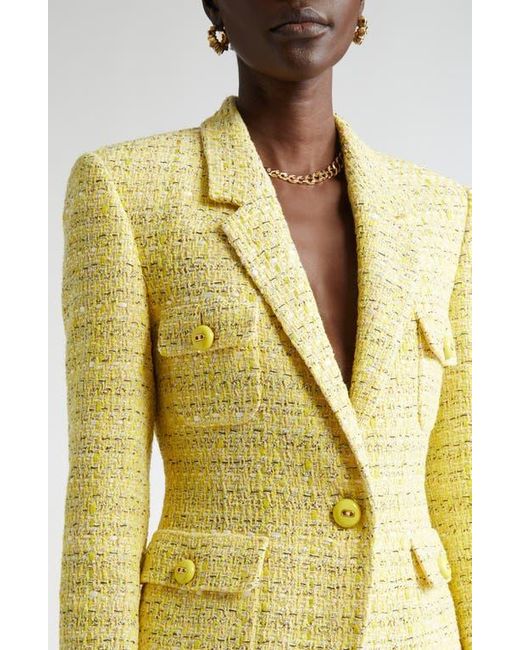 St. John Yellow Metallic Tweed One-Button Jacket