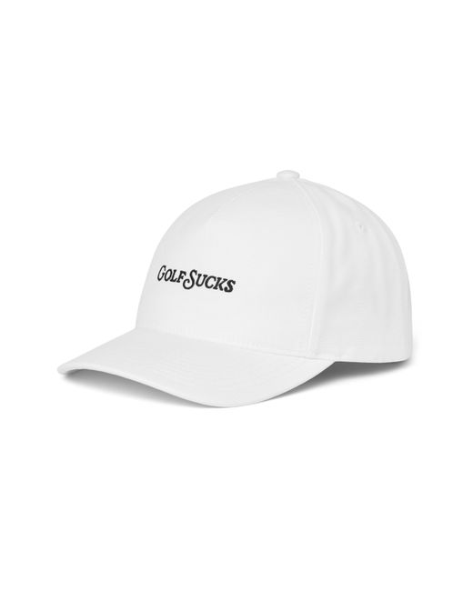 Travis Mathew White Golf Sucks Six-Panel Snapback Cap for men