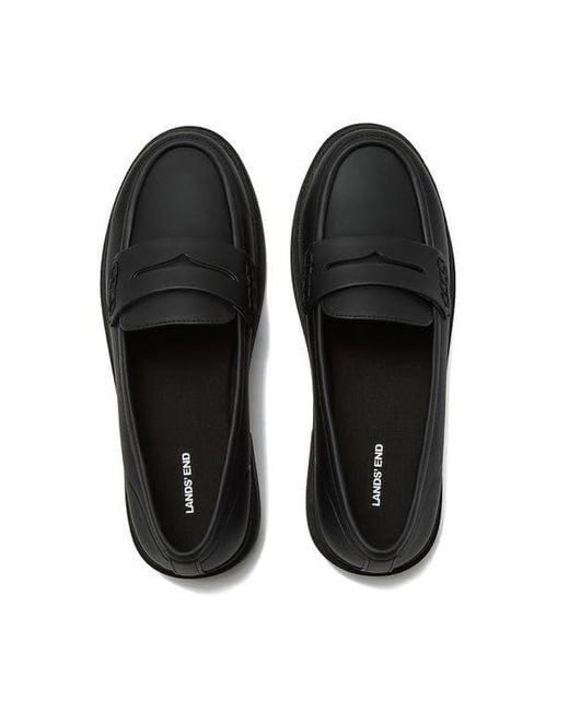 Lands' End Black All Weather Slip On Penny Loafers