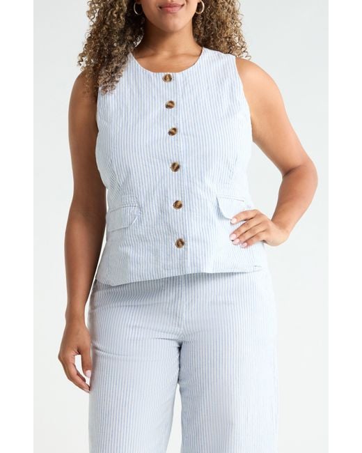 Caslon Blue Front Button Vest