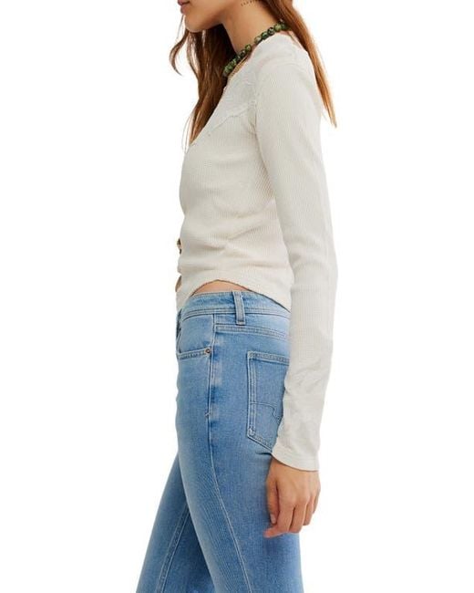 Free People Blue Butterfly Thermal Top