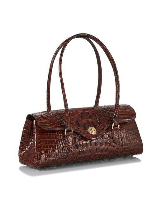 Brahmin Brown Dayan Croc Embossed Leather Satchel