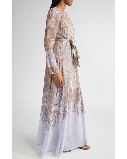 Zimmermann White Hypnotic Paisley Long Sleeve Belted Maxi Dress