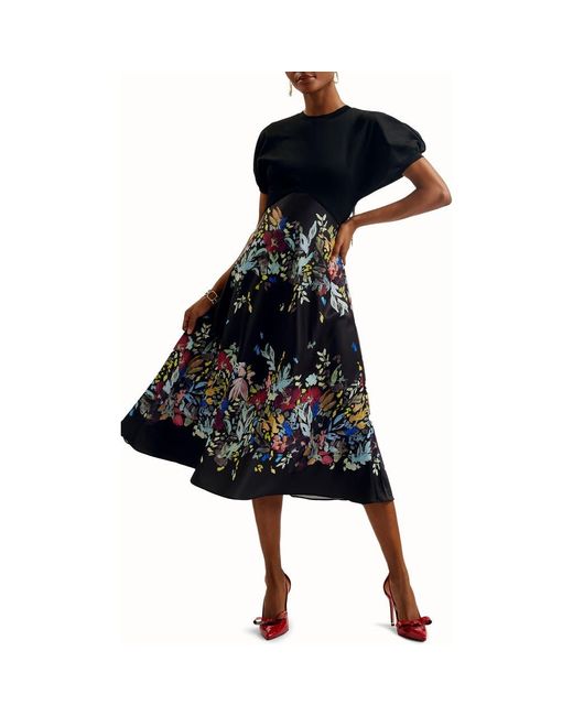 green emerald velvet dress Foil Print Long Sleeve Mesh Midi Dress | Junhaa