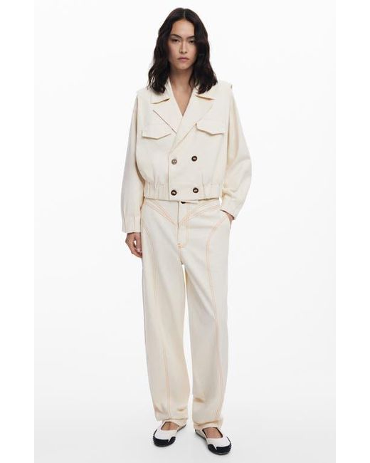 Desigual Natural Double Breasted Crop Jacket