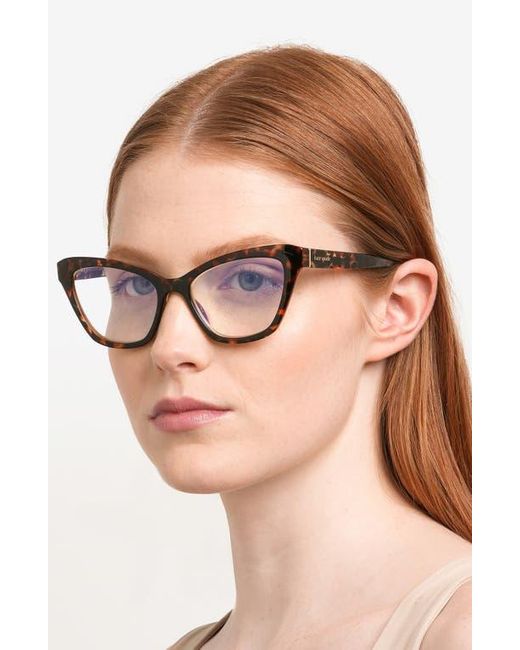 Kate Spade Blue Gracelyn 54Mm Light Blocking Rectangular Reading Glasses