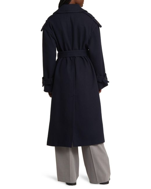 ASOS Belted Trench Coat in Blue Lyst