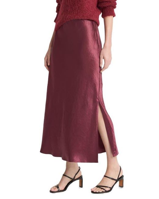 Vince Red Side Slit Matte Satin Slip Skirt