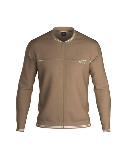 Boss Brown Core Stretch Cotton & Modal Track Jacket for men