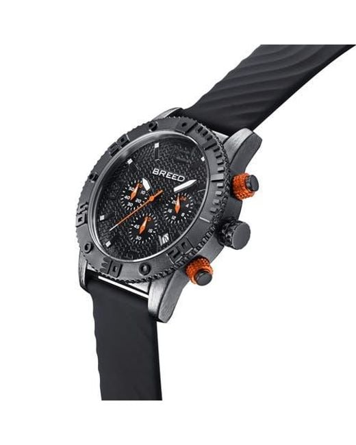 Breed Black Double Agent Chronograph Watch With Date for men