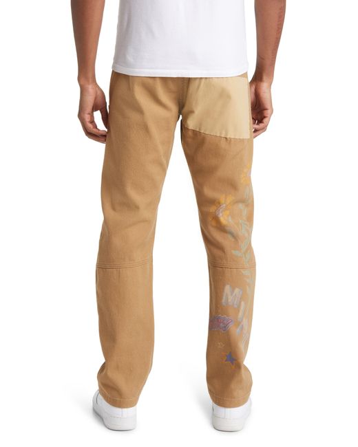 BBCICECREAM Natural Wordly Stenciled Flat Front Chinos for men