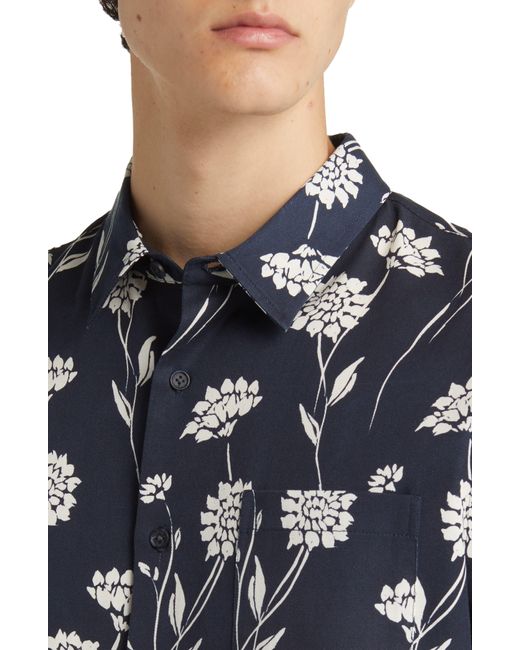 Vince Blue Nomad Floral Short Sleeve Button-up Shirt for men