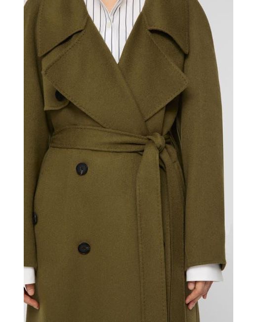Lafayette 148 New York Green Oversize Belted Double Face Cashmere Trench Coat