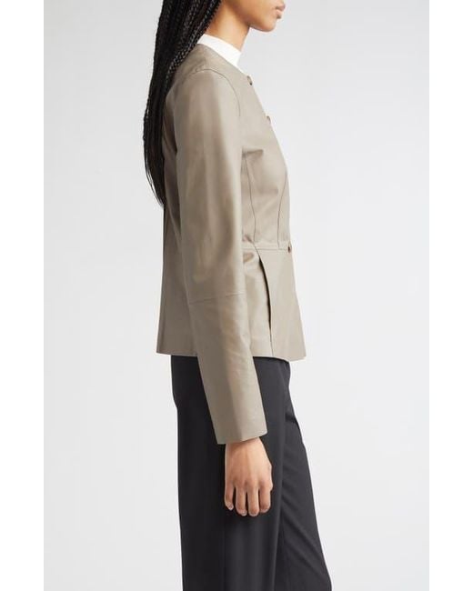 Lafayette 148 New York Natural Fitted Waist Collarless Jacket