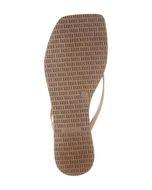 TKEES Natural Lily Square Toe Flip Flop