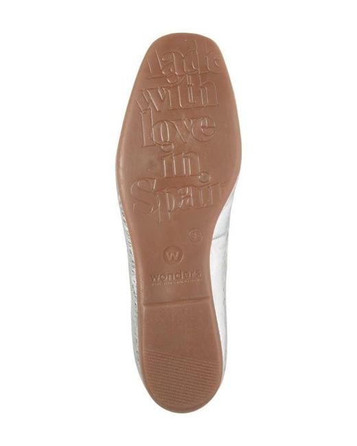 Wonders White Square Toe Ballet Flat