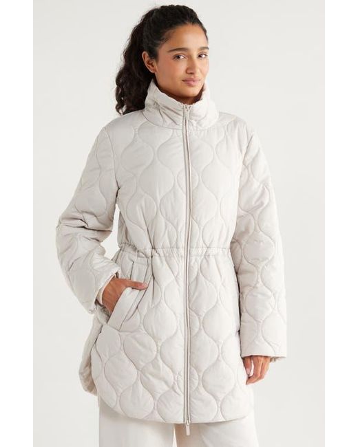Zella White Skyline Longline Quilted Jacket