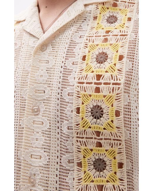 Topman Natural Abstract Floral Lace Camp Shirt for men