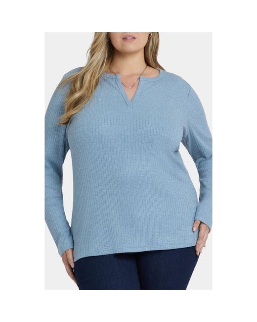 NYDJ Blue Metallic Rib Top