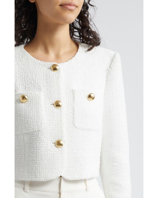 Cinq À Sept White Auden Crop Tweed Jacket