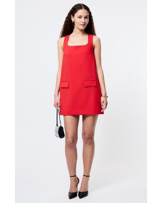 French Connection Red Square Neck Shift Minidress