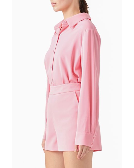 Endless Rose Pink Solid Button-up Shirt