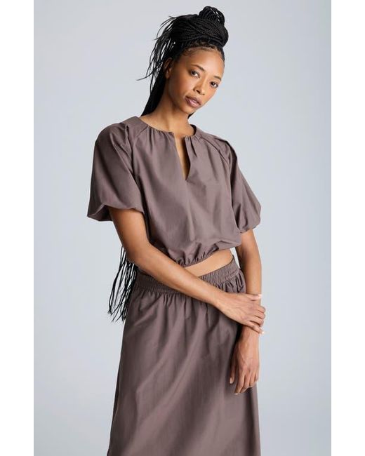 Kenneth Cole Brown Elastic Hem Crop Top