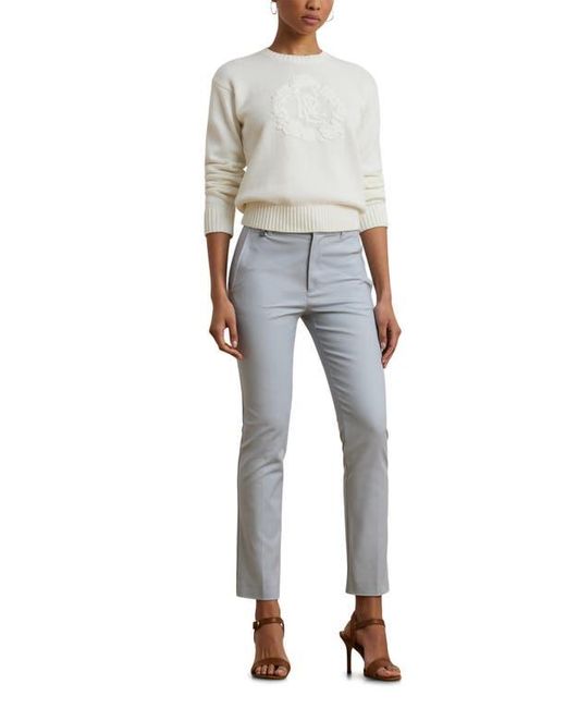 ラルフ・ローレン Lauren Ralph Lauren Floral-logo Combed Cotton Sweater レディース Sweate Women's Lauren Ralph Lauren Floral-logo Combed Cotton