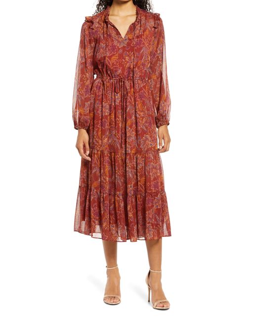 Julia Jordan Clipped Chiffon Long 