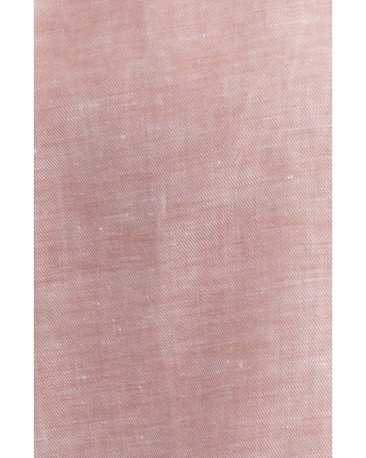 Scott Barber Pink Solid Linen & Lyocell Twill Button-down Shirt for men