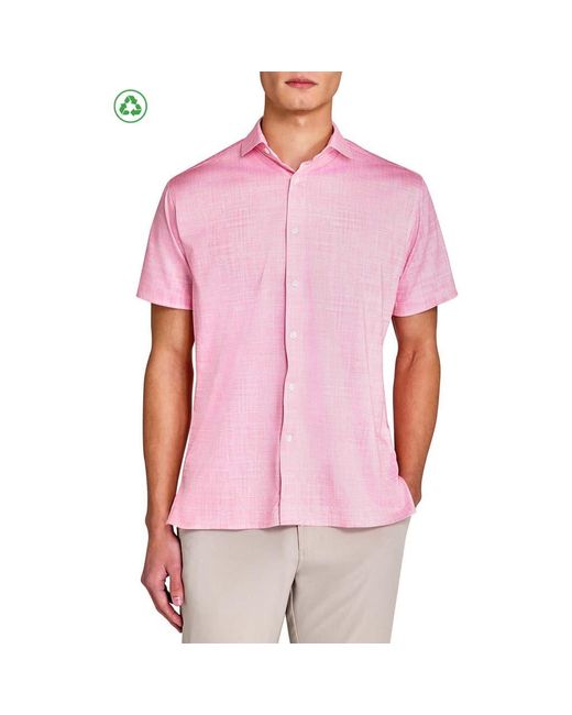 Con.struct Pink Regular Fit Chambray Recycled Performance Golf Button-Down Shirt for men