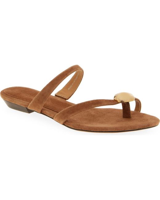 Madewell Women's Brown The Mila Hardware Toe Loop Slide Sandal