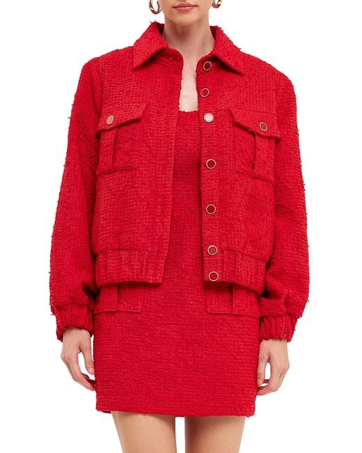 Endless Rose Red Bouclé Jacket