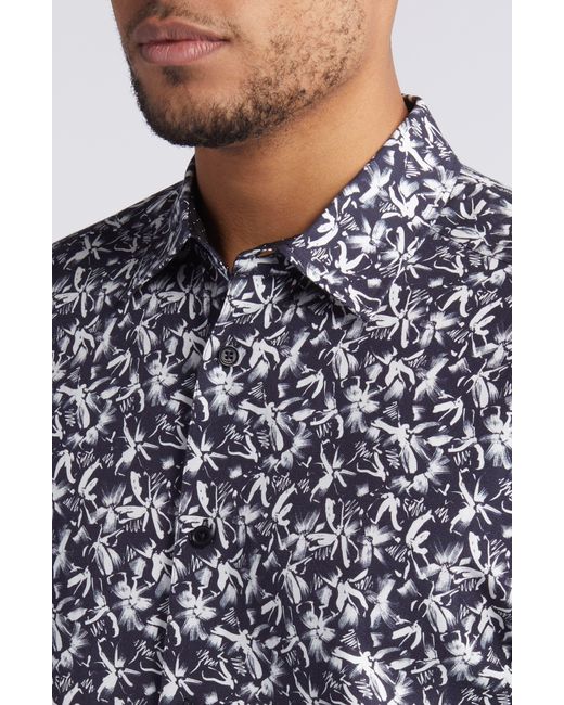 Ted Baker Blue Tavaro Abstract Floral Short Sleeve Button-up Shirt for men