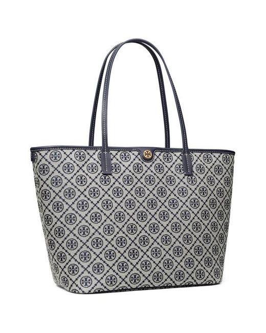 Tory Burch Gray T Monogram Zip Tote