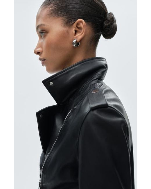 Mango Black Leather Biker Jacket
