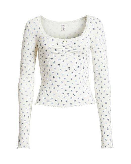 BP. White Pointelle Long Sleeve T-Shirt