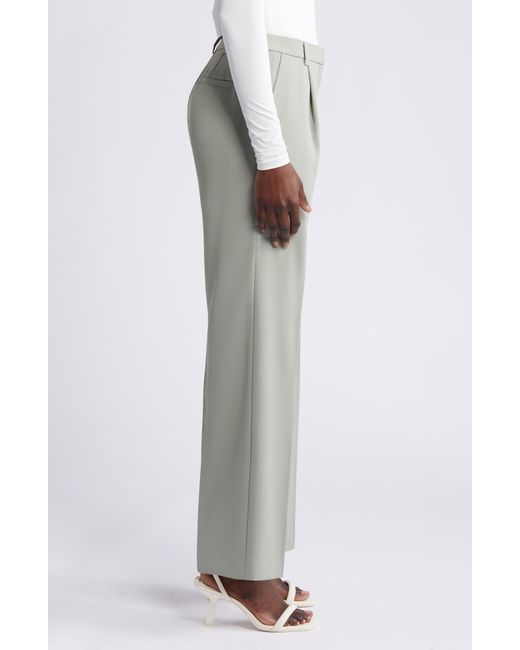 Open Edit Gray Pleated Mid Rise Trousers