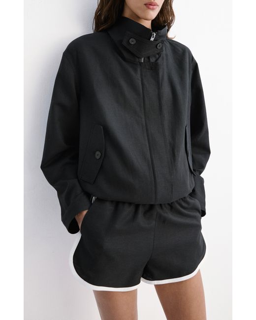 Mango Black Funnel Neck Bomber Jacket