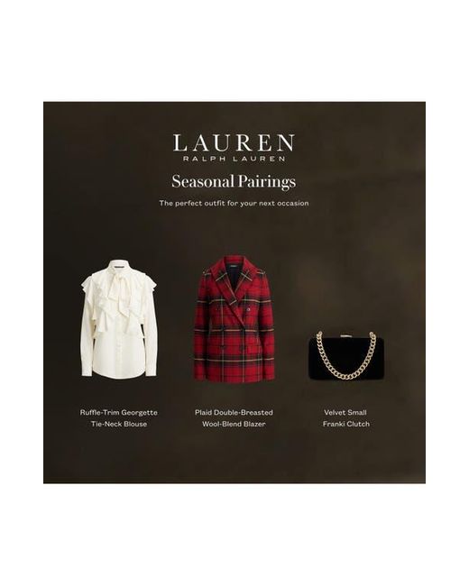 Ralph Lauren Red Plaid Double Breasted Wool Blend Blazer
