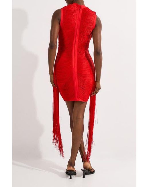Karen Millen Red Knit Tassel Mini Dress