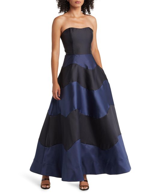 Hutch Blue Rena Colorblock Strapless Gown