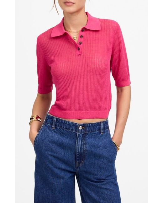 Madewell Red Short Sleeve Polo Sweater