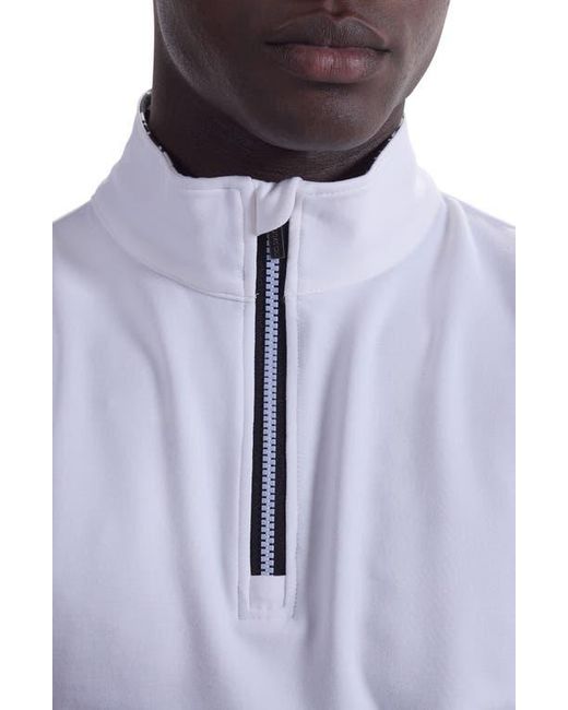 Bugatchi White Solid Quarter Zip Pullover for men