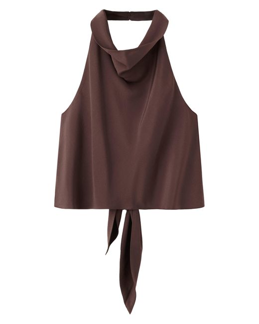Mango Brown Drape Halter Crop Top