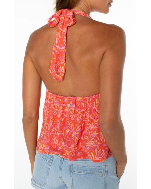 Roxy Red Fairweather Split Front Halter Top