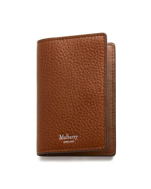 Mulberry Brown Folded Leather Card Case for men