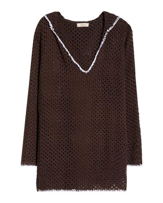 brown sheer dress long sleeve Ruched Panel Strapless Maxi Dress - Brown main image 1