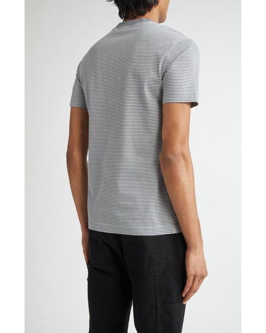 Burberry Gray Stripe Chest Logo T-Shirt for men